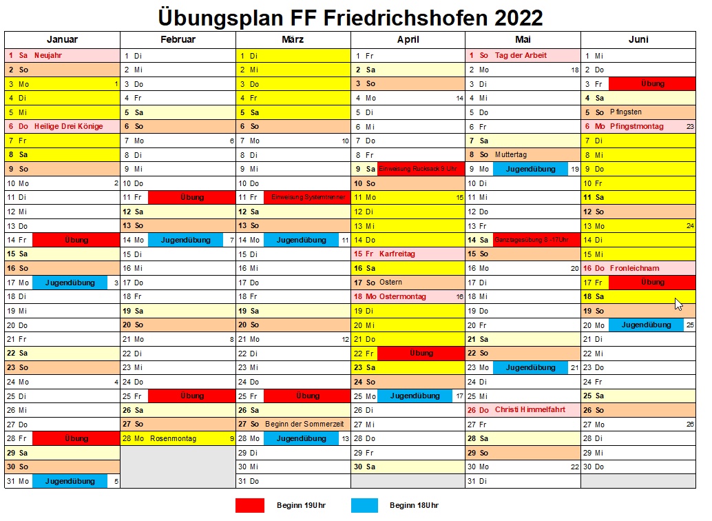 Übungsplan 2022